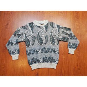 Vintage Cambio Italia Men's Medium  Gray Sweater Biggie Cosby paisley NO TAG